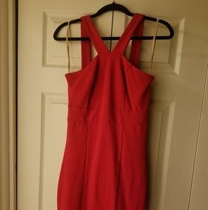 Ali and Jay red cocktail dress